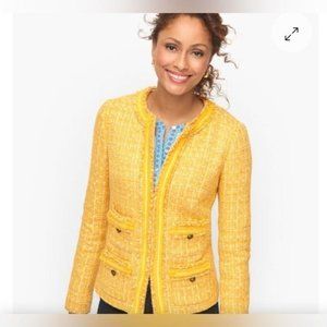 Talbots plus size yellow tweed hook closure blazer size 22w